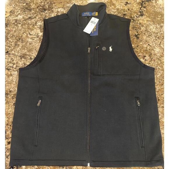 Polo Ralph Lauren Softshell Vest Full Zip Pockets Black Men XL Pony Logo NWT